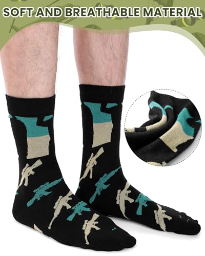 Cozypower 6 Pairs Men's Military Crew Socks Novelty Military Gift for Army Navy Airman Veteran Day Christmas Holiday4