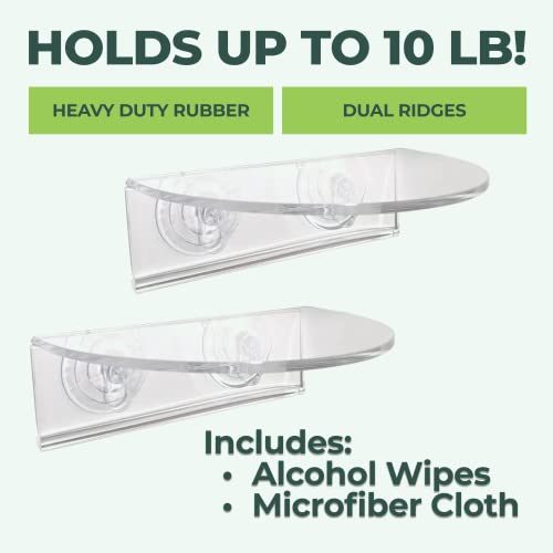 Image of Window Garden Veg Ledge Suction Cup Window Shelf - Create an Indoor Garden, Hold Your Planter Pots, Seed Starter, Figurines on Your Window. Grow Herbs, Microgreens, Succulents, Sleek (2 Pack)