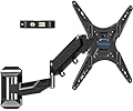 MOUNTUP Height Adjustable TV Wall Mount for 26-55 Inch TVs, Gas Spring Full Motion Articulating TV Bracket with Smooth Swivel Tilt & Safe Corner Installation, 400x400mm VESA, 11-66 lbs, Textured Black