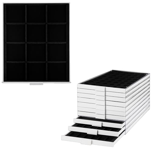 Médaillier 12 compartiments Prophila gris rangement pièces de monnaie 66 mm insert noir
