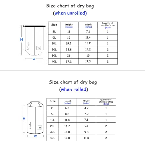 OMGear Waterproof Dry Bag Backpack Phone Pouch 40L/30L/20L/10L/5L Floating Dry Sack for Kayaking Boating Outdoors Activities - Image 3