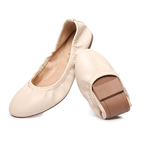 Image of LM Women's Ballet Flats Round Toe Slip On Flats Shoes Casual Dress Shoes Foldable Portable Travel Ballet Flat