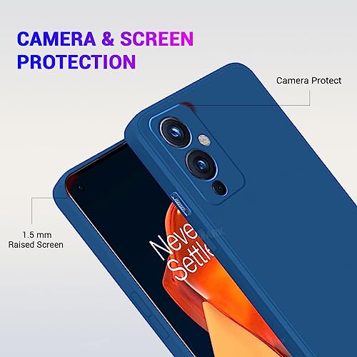 Image of LIRAMARK Silicone Soft Back Cover Case for OnePlus 9 5G / 1+9 5G (Silicone Blue)