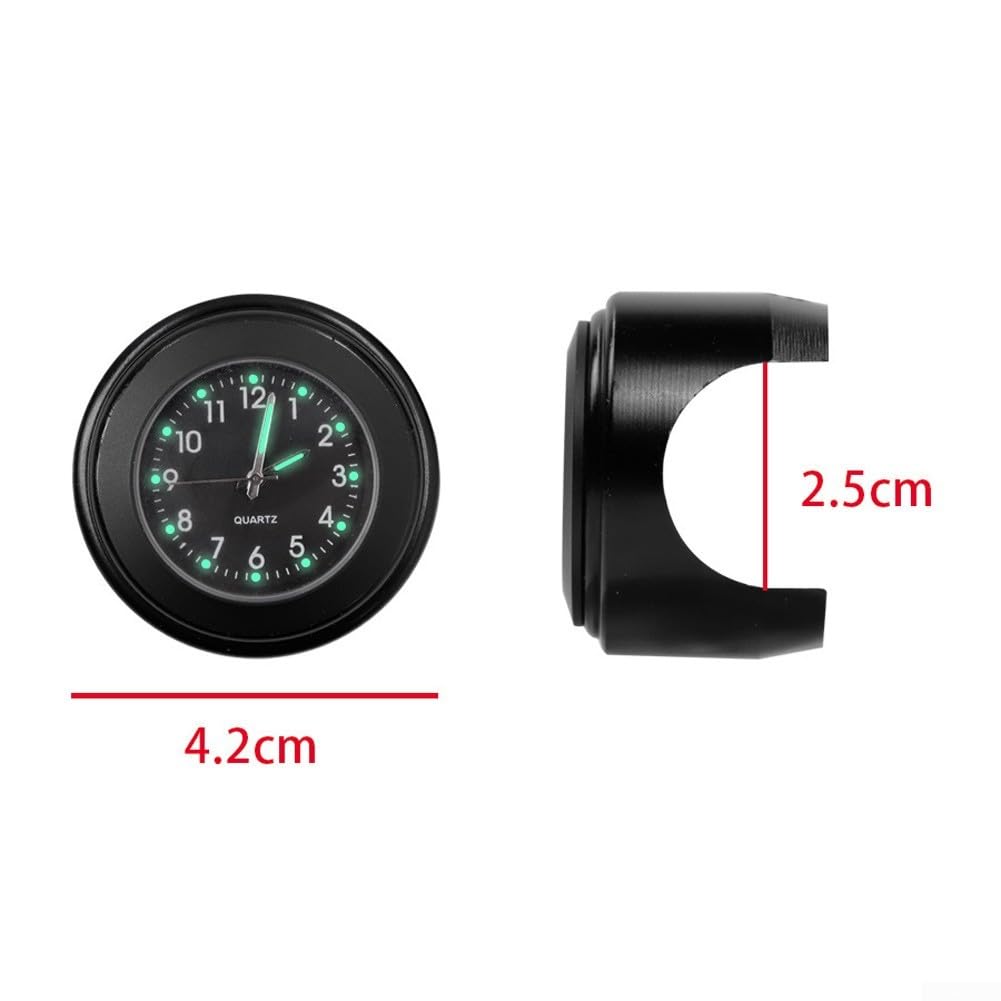 Orologio da manubrio impermeabile con funzione luminosa per moto e scooter, adatto a barre di diametro 22 25 mm, struttura in alluminio