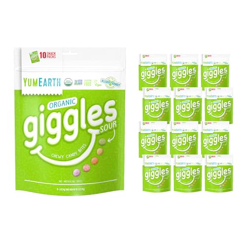 Image of YumEarth Organic Sour Giggles Chewy Candy, 0.5oz Snack Packs (Pack of 120)