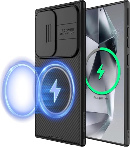 Nillkin for Samsung Galaxy S24 Ultra Case MagSafe with Slide Camera Protector, Rugged Shockproof Non Slip Magnetic Phone Case Full Camera Protection Thin Slim Case for Galaxy S24 Ultra 6.8 Inch, Black