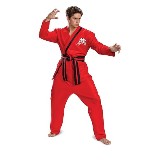 Disguise Eagle Fang Adult Costume, Official Cobra Kai Adult Costumes with Pants and Belt, Adult Size XS/S