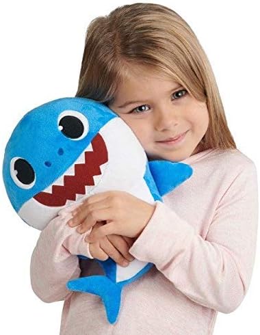 yuailiur BabyShark Singing Plush - Music Sound Baby Shark Plush Doll Soft Baby Cartoon Shark Stuffed & Plush Toys Singing English Song for Kids Gift Children Girl (blue with music)