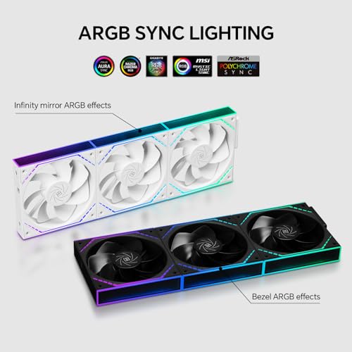 Image of Thermalright TL-M12QRW 120mm ARGB Reverse Case Fan, Daisy-Chain | 1500RPM | Silent Computer Fan with Infinite Mirrors on Both Sides(White) | Reverse Airflow, Daisy Chain PWM /ARGB, Infinity Mirror Lighting