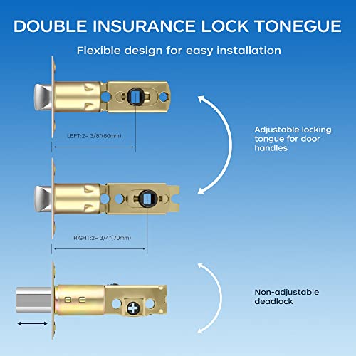 Leydebong 3 Pack Door Handleset With Single Cylinder Deadbolt, Gold Deadbolt, Reversible For Right And Left Side Single Keyed Alike Deadbolt Lock Set #TOP7