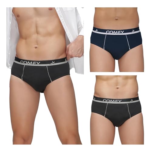 Image of Amul Comfy Men's Pure Cotton Solid Brief Multi Color Pack of 3 (Assorted Colours May Vary)