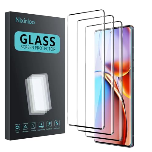 Nixinioo 3 Pack Tempered Glass Screen Protector for Motorola Moto Edge+ / Plus 2023 Anti-Fingerprint 9H Hardness Scratch Resistant 3D Curved Tempered Glass Film HD Clear