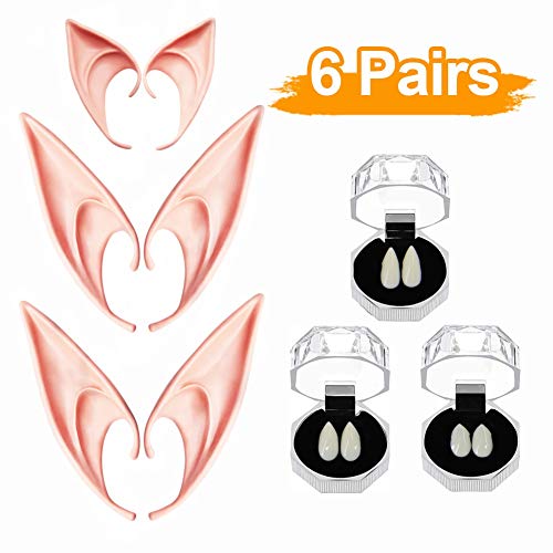 Lulu Home Vampire Teeth, Vampire Fangs and Elf Ears for Halloween Costume, Costume Play Party Favors