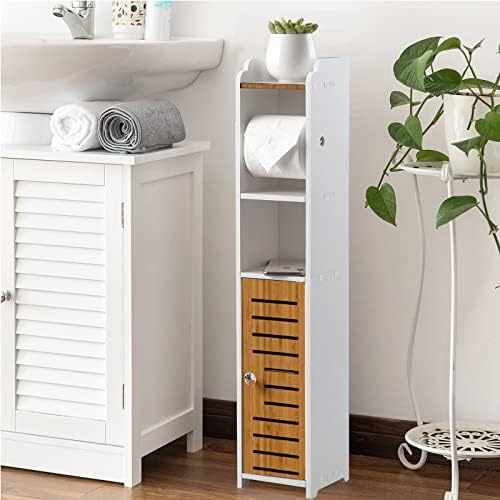 AOJEZOR Toilet Roll Holder,Chrome Toilet Paper Holder Behind Toilet Storage for Restroom Cabinet,Toilet Paper Holder with Toilet Paper Holder Insert,Toilet Roll Storage for Small Space
