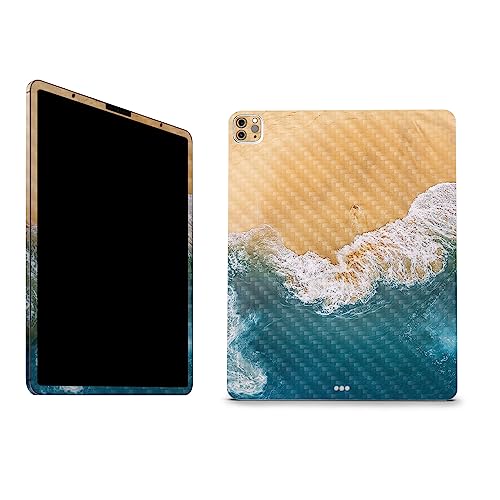 Image of MightySkins Carbon Fiber Skin Compatible with Apple iPad Pro 12.9 inch M2 6th Gen (2022) Full Wrap Kit - Sea and Sand | Protective, Durable Textured Carbon Fiber Finish | Easy to Apply | Made in The USA