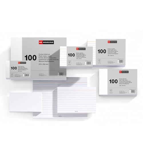 Miquelrius - Flashcards, Tarjetas para Estudio, 100 Fichas Rayadas, Tamaño 200 x 125 mm, Cartulina Blanca 180 g/m², Material de oficina y escolar para la vuelta al cole - imagen 6