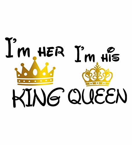 Image of Hangout Hub Hangout-Hub850$P Couple T Shirts for Couples | Printed I Am Her King His Queen T-Shirt for Men Women Couples (Set of 2 | Regulat Fit | Cotton)