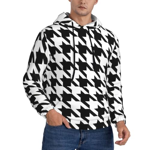YQTGBCED Sudaderas con capucha con estampado de pata de gallo para hombre, perfectas para primavera, otoño e invierno, Negro, L