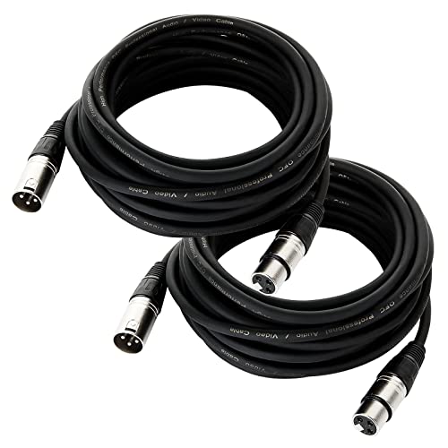 Paquete de 2 cables XLR de 22 pies, Abuff Profession equilibrado 3 pines XLR macho a hembra XLR cable de conexión ideal para micrófono, audio, guitarra, altavoz Cover