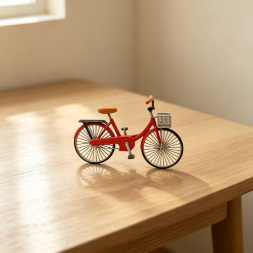 Bicicleta en miniatura con cesta para decoración de oficina y estantes de arte 4