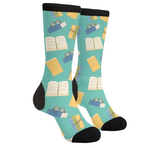 DEKIFNHG Dnd Reading Socks Funny Book Novelty Socks Casual Athletic Crazy Crew Socks For Women Men