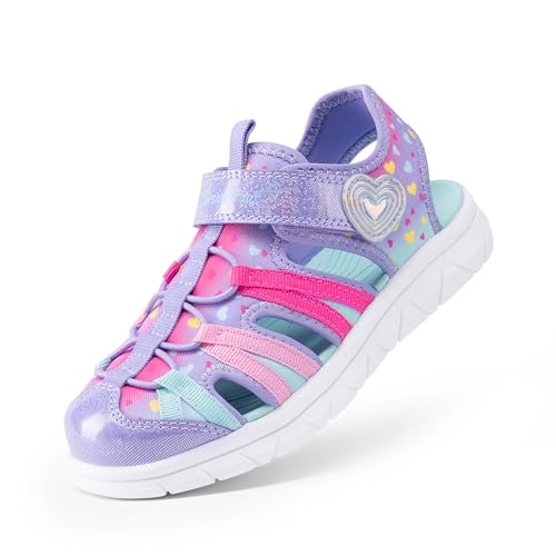 DREAM PAIRS Toddler Boys Girls Sport Sandals Cute Breathable Lightweight Outdoor Play Casual Closed Toe Hook and Loop for Toddlers/Little/Big Kids 8 Toddler Purple