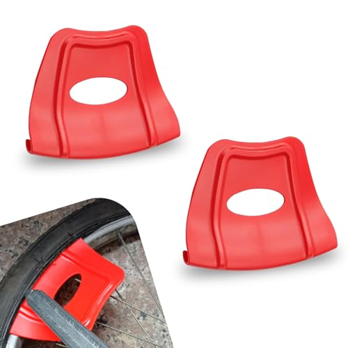 Image of Pack-2 Car Tire Disassembly Rim Protector, Double Convex Anti-Slip Structure Rim Anti-sratch Cover, Oval Hollow Handle Labor-Saving Easy-to-Turn Tool, Universal for Cars Motorcycles (Red)