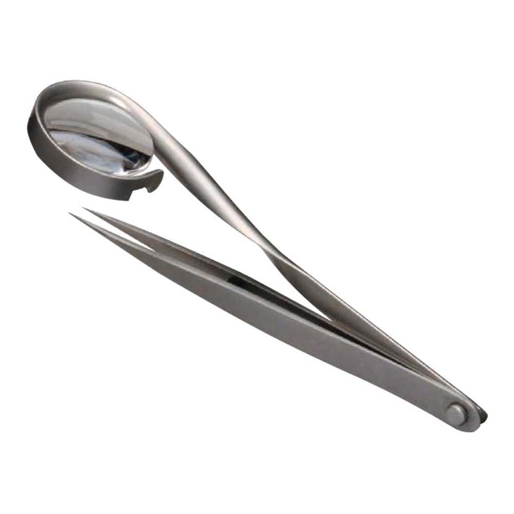 neoLab Pinzas de acero inoxidable 3-1234 con lupa de 8 aumentos, 120 mm de longitud