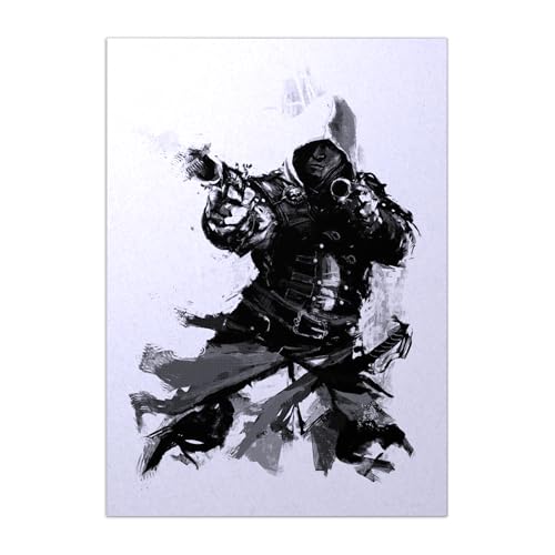 Displate - Poster aus Metall - Einfache Montage ohne Bohren - Assassin's Creed - AC Legacy Posters - Edward Black Flag - Größe M - 32 x 45 cm Matt