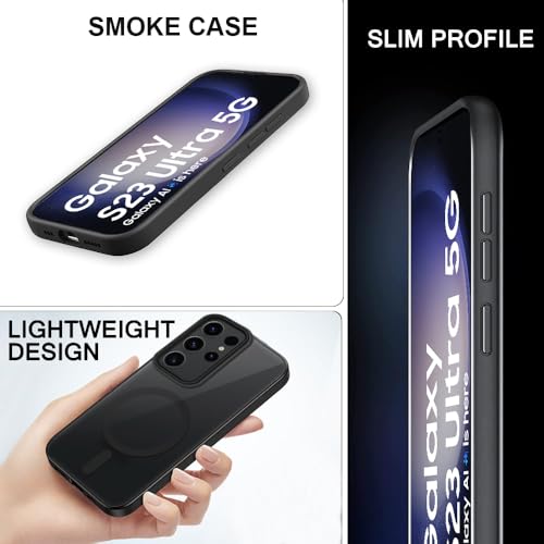 Image of SIZUKA Samsung S23 Ultra Magsafe Hard Back Case | Matte Design & 360 Protection | Military-Grade Samsung S23 Ultra Cover | Strong Magnet Back - Black
