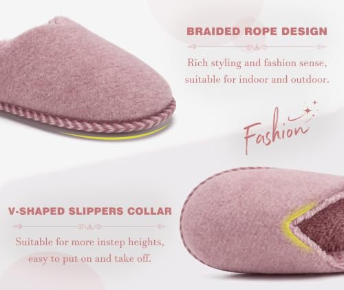 Image of KuaiLu Womens Supportive Memory Foam Slippers Felt Fuzzy Lined Heel Cushion Lightweight House Shoes for Indoor Outdoor