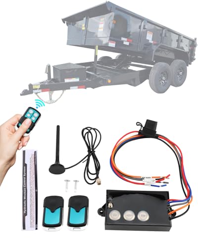 Gledewen Wireless Dump Trailer Remote 12 Volt Hydraulic Lift Winch Tilt Dump Trailer Wire-Free Remote Control Kit Hydraulic Cordless Remote Controller 50-100ft Operating Range G3-H01 Remote*2
