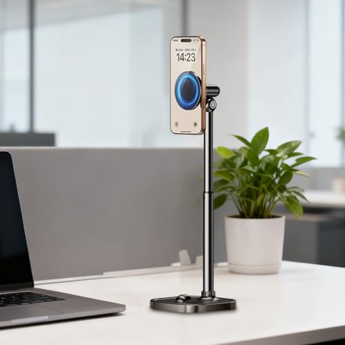 Support de téléphone pour bureau magnétique et télescopique avec angle réglable