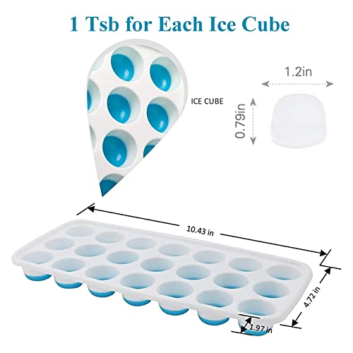 Ice Cube Trays With Lids Bpa Free, 4 Pack Easy Release Silicone Ice Cube Trays For Freezer 84 Sphere Ice Tray With Stackable No Spill Lids, Dishwasher Safe, Blue & Green #TOP1