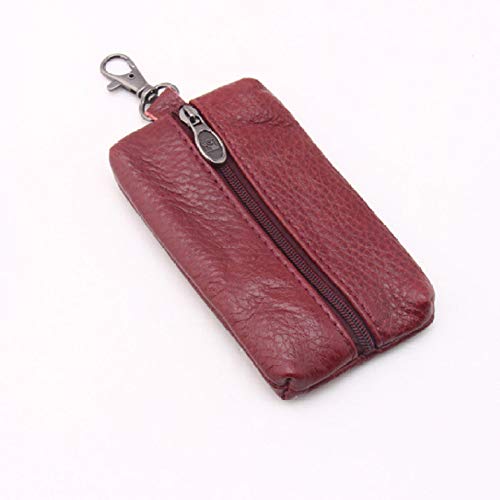 Preisvergleich Produktbild TRGCJGH Unisex Echtleder Schlüsseletui Brieftasche Beutel Tasche Schlüsselbundhalter Mit Schlüsselring Reißverschluss,D