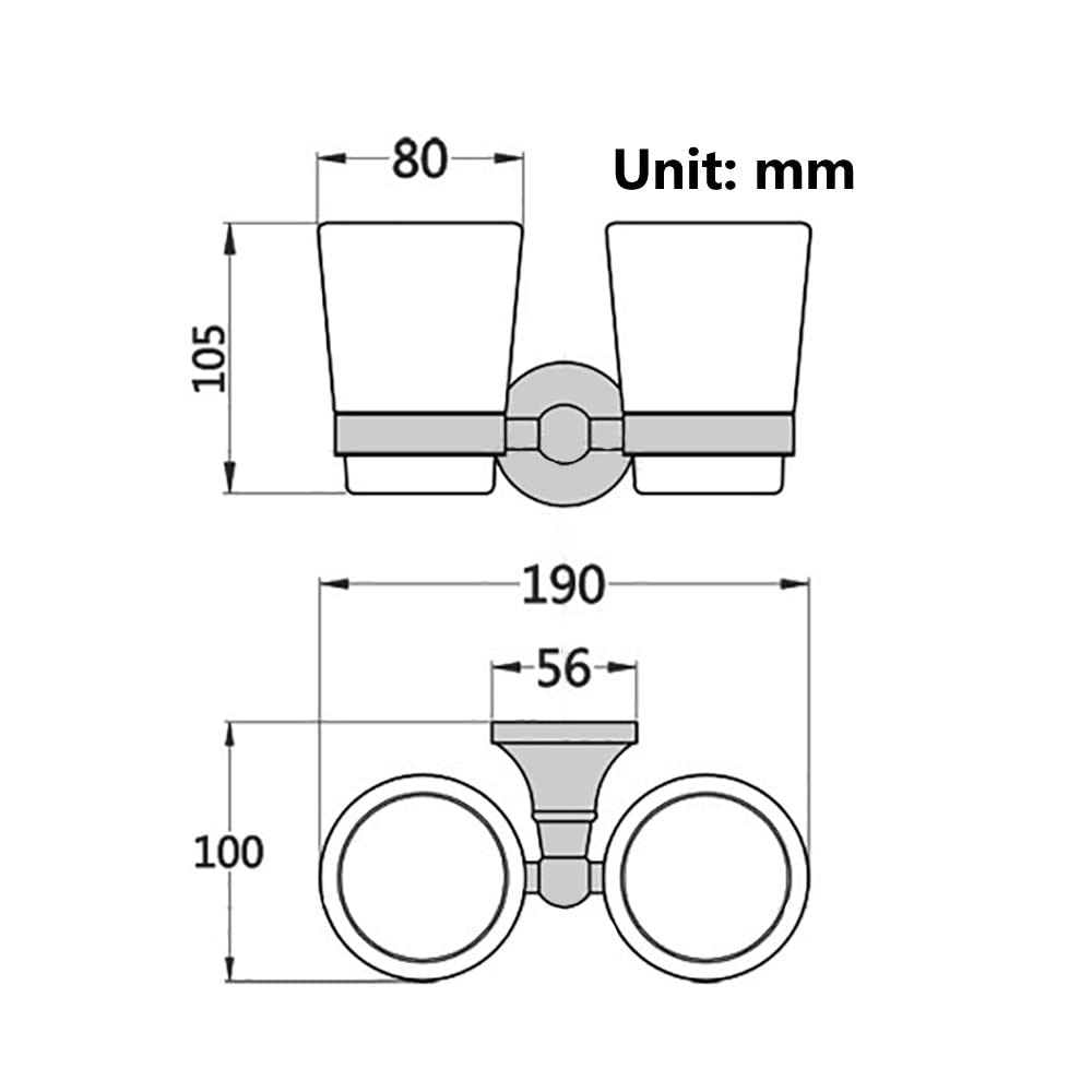 Soporte Doble Dorado for Cepillo de Dientes for baño, Soporte for Vaso de cerámica montado en la Pared de latón Simple con Taza de cerámica esmerilada, Organizador de Pasta de Dientes y maquinilla de