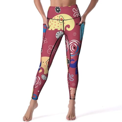 Legging fitness éléphants colorés contre les glissements au gym