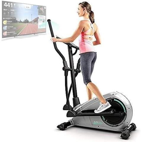 Bluefin Fitness CURV 2.0 Elliptical Cross Trainer | Home Gym | Exercise Step Machine | Air Walker | Compact | LCD Digital Fitness Console | Bluetooth | Smartphone App | Black & Grey Silver Cover