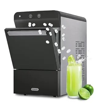 Gevi V2.0 Countertop Ice Maker 38lbs/24H, Ice Maker Nugget with Stainless Steel Housing, Chewable Pellet Ice Maker with Pour Water Refill, Self-Cleaning &Energy-Efficient, Black