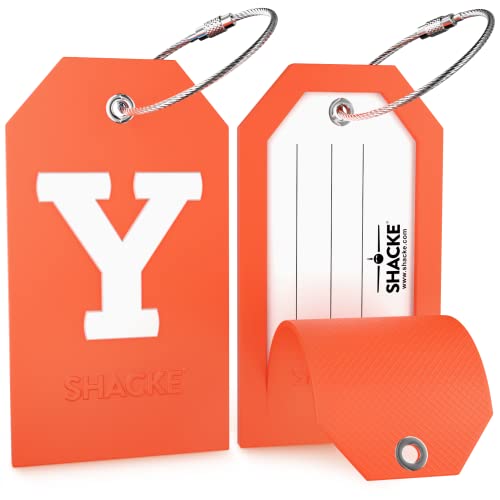Image of Initial Luggage Tag with Full Privacy Cover and Stainless Steel Loop - (Letter Y)