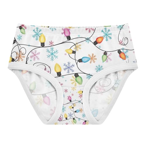 Girls Briefs, Colorful Christmas Lights Toddler Girl Briefs, Girls Cotton Underwear, 2T–8 Years