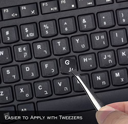 2Pcs Hebrew Keyboard Stickers Computer Keyboard Stickers Black Background With White Lettering, Keyboard Letters Replacement Stickers For Macbook Air Pro Pc Laptop Desktop Computer Keyboard #TOP4