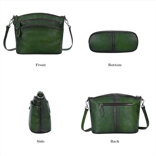 Image of HESHE Crossbody Bags for Women Genuine Leather Purses with Multi-Pockets Vintage Ladies Small Shoulder Satchel Bag