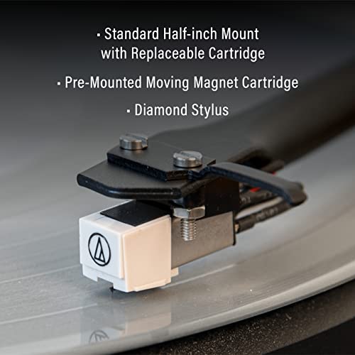 Image of Crosley C62C-BK Record Player with Speakers, Black | 2-Speed Turntable, ATN3600L Audio-Technica Cartridge, Standard 1 /2 inch Mount, Bluetooth In, Matching External Speakers