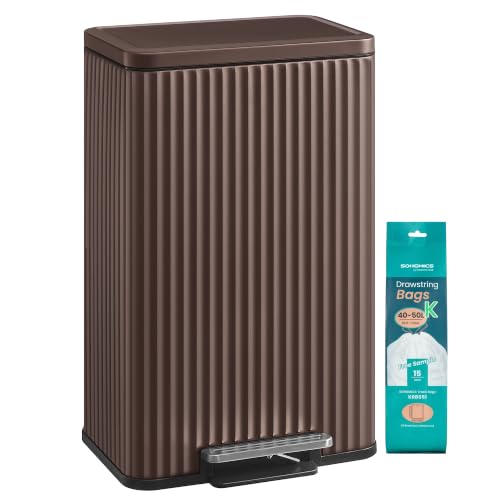 SONGMICS Fluted 13 Gallon Trash Can