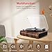 VOSTERIO Bluetooth Record Player, 3 Speed Turntable with Built-in Speakers, Retro LP Vinyl Player with BT Input & Output, FM Radio, USB & SD Card Recording, Aux in, LED Display