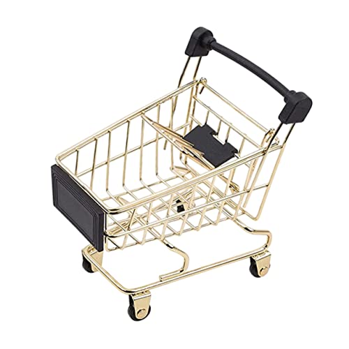 Alipis 1Pc Golden Mini Storage Basket Trolley Shape Organizer for Home Adornment Office Decor and Kitchen Use Versatile Design for Desktop Storage and Playful