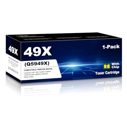 Cartucho de tóner 49X de Repuesto para HP 49A 49X Q5949X Q5949A LaserJet 1320 1320N 1320TN 3390MFP 3392MFP 1320nw 1320t 3390 3392   1 Negro (con Chip)