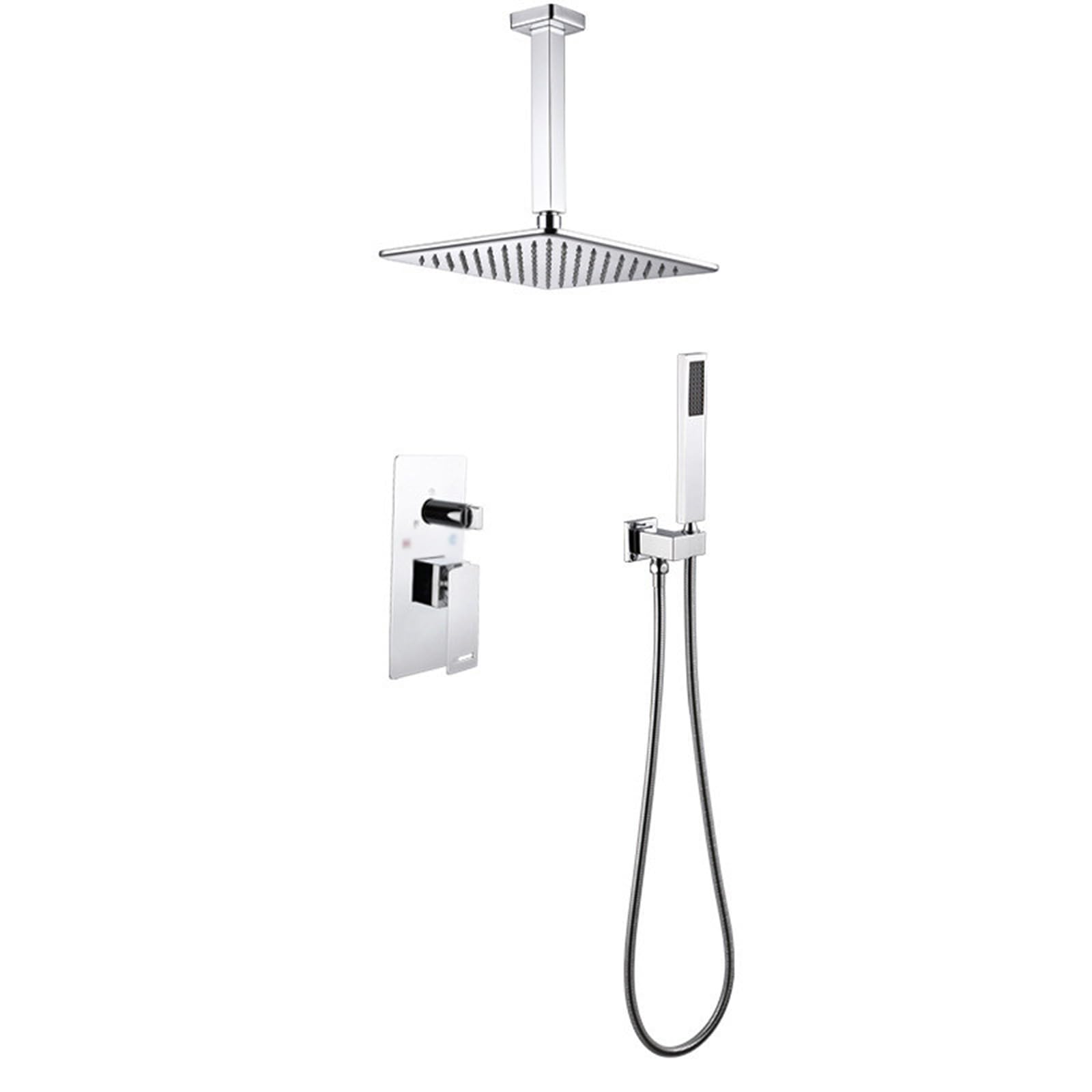 Ensemble de douche encastrée plafond BiaoTeng chrome pour rénovation