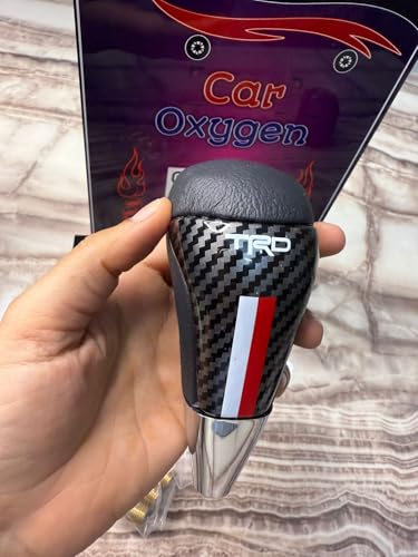 Image of CarOxygen GR Sport Carbon Fiber Gear Knob - Universal Car Gear Shift Knob with Red Stripe, Premium Racing Style Shifter Handle for Manual